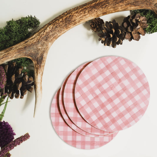 NEW! Heather Blush (Check) Round Coaster