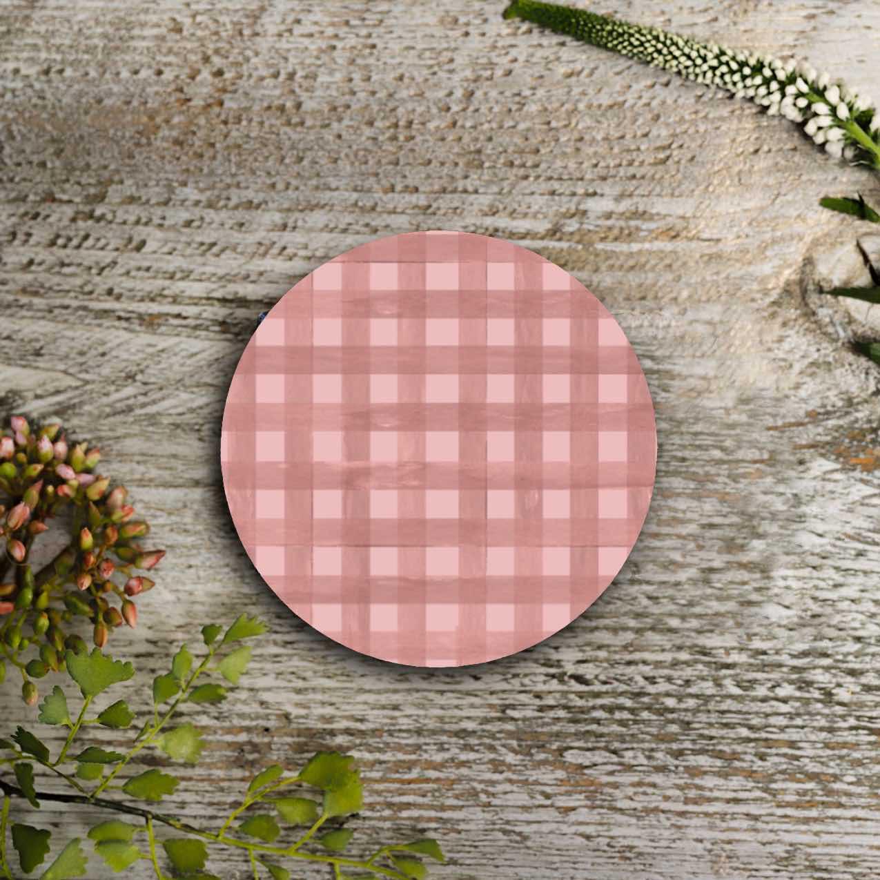 NEW! Heather Blush (Check) Round Coaster (available for dispatch from July 2026)