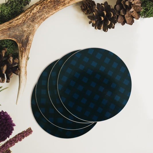 NEW! Midnight (Check) Round Coaster