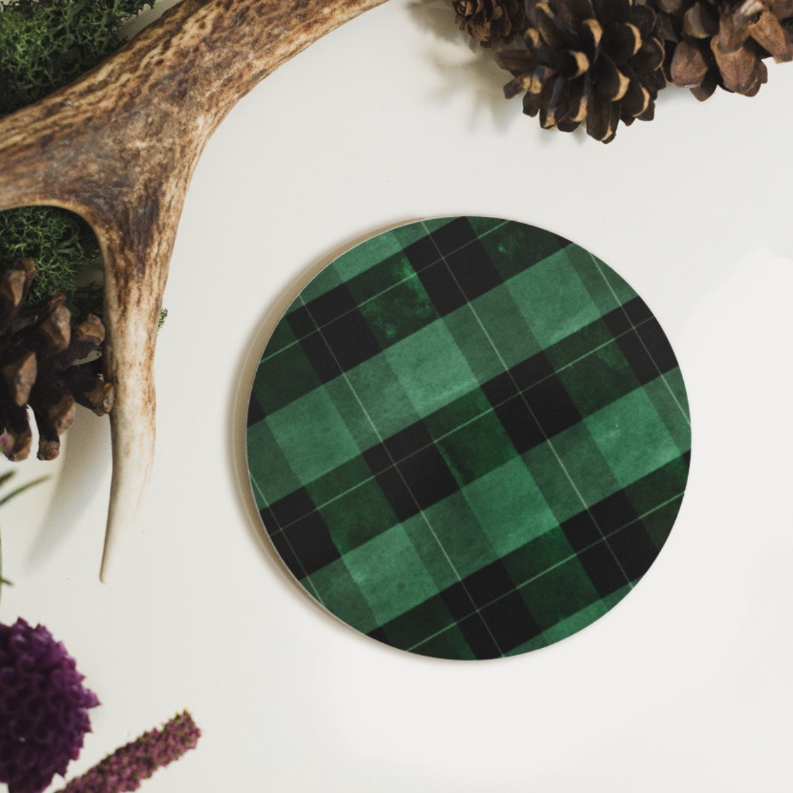 NEW! Highland Moss (Tartan) Round Coaster