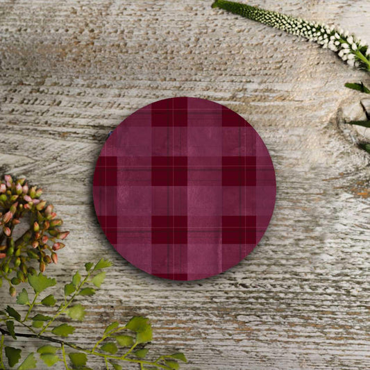 NEW! Burgundy (Tartan) Round Coaster (available for dispatch from July 2026)