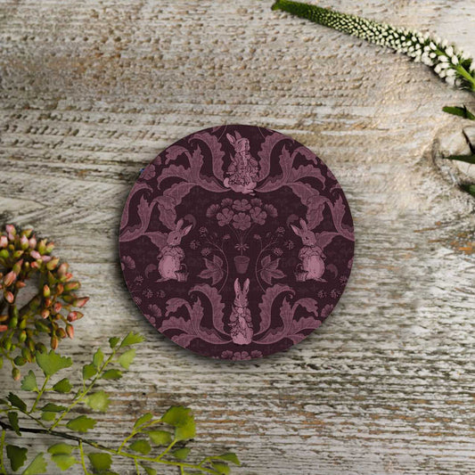NEW! The Vegetable Thief (Plum) Round Coaster (available for dispatch from August 2026)