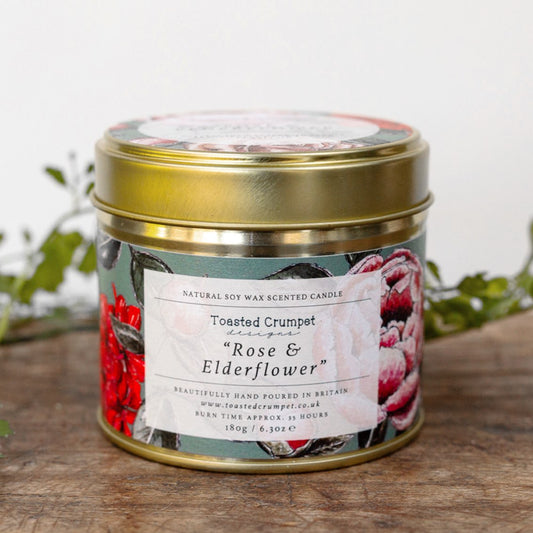 Rose & Elderflower Candle in a Matt Gold Tin