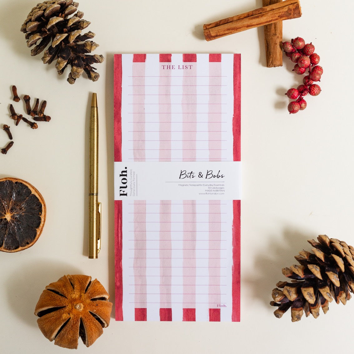 NEW! Crimson (Stripes) Magnetic Shopping List (available for dispatch from August 2026)