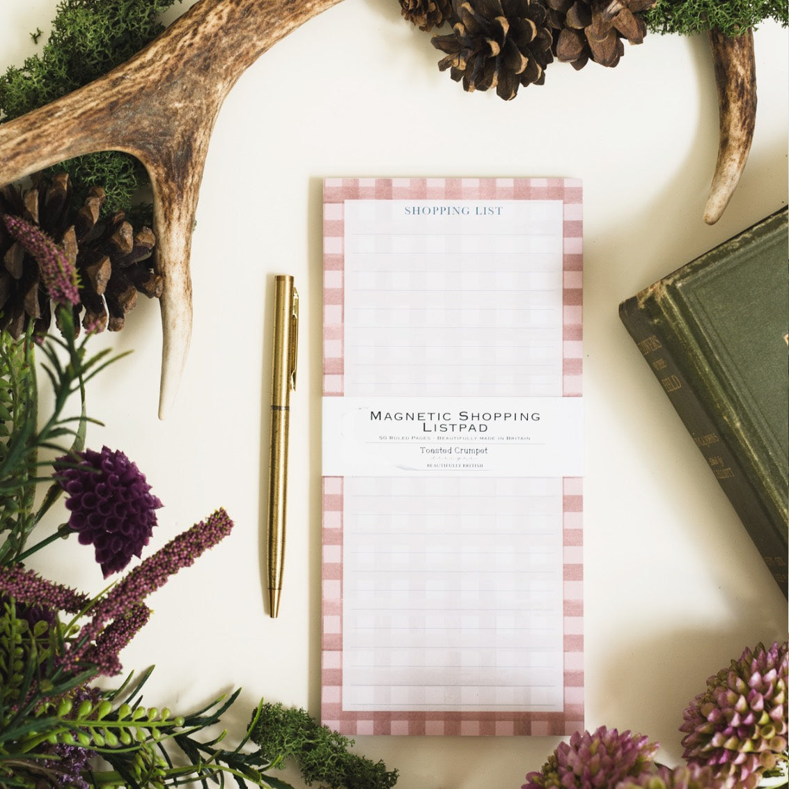 NEW! Heather Blush (Check) Magnetic Shopping List