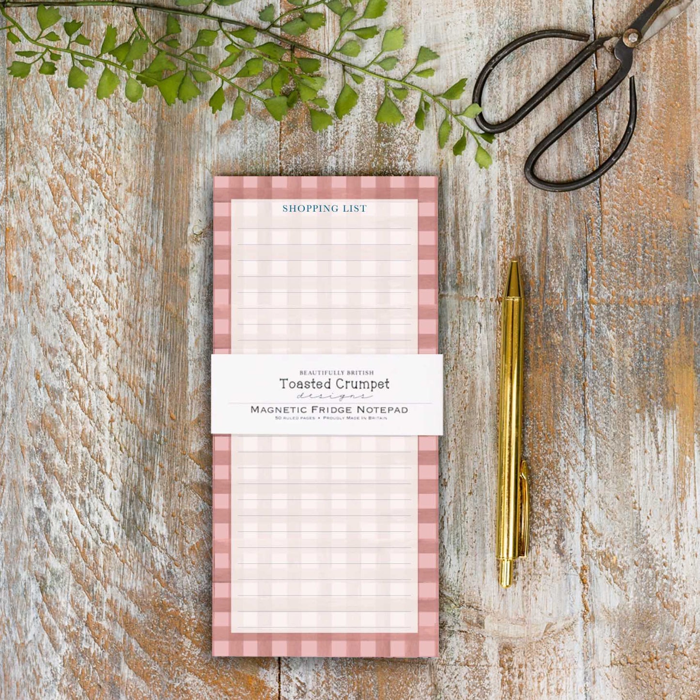 NEW! Heather Blush (Check) Magnetic Shopping List (available for dispatch from July 2026)