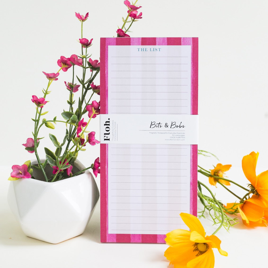 NEW! Raspberry & Cherry (Stripes) Magnetic Shopping List
