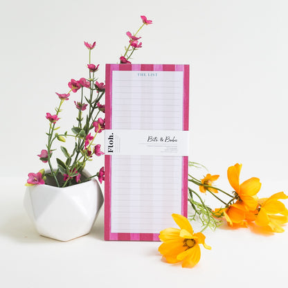 NEW! Raspberry & Cherry (Stripes) Magnetic Shopping List