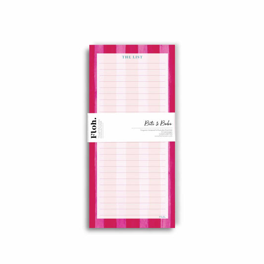 NEW! Raspberry & Cherry (Stripes) Magnetic Shopping List (available for dispatch from May 2026)