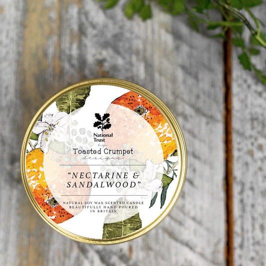 NEW! Nectarine & Sandalwood Candle in a Matt Gold Tin (available for dispatch from Jan 2026)