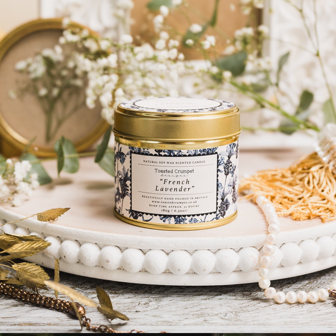 NEW! French Lavender Candle in a Matt Gold Tin