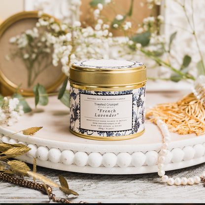 NEW! French Lavender Candle in a Matt Gold Tin