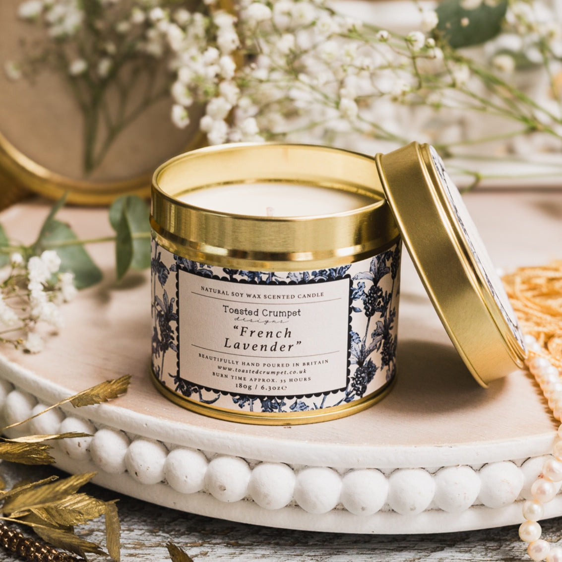 NEW! French Lavender Candle in a Matt Gold Tin