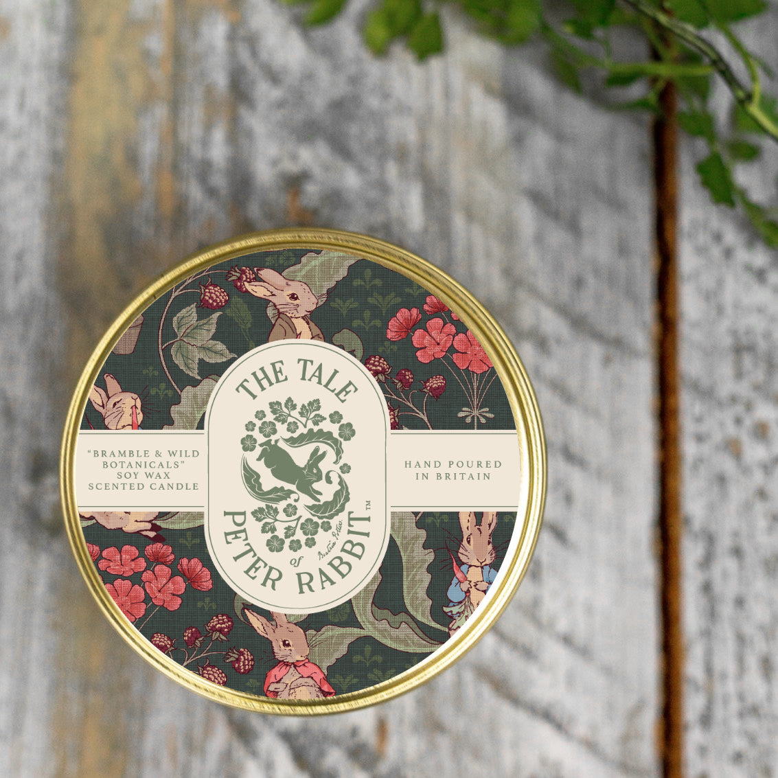 NEW! Peter Rabbit "Bramble & Wild Botanicals" Candle in a Matt Gold Tin  (available for dispatch from Feb 2026)
