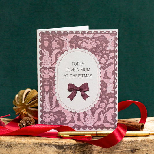 NEW! Lovely Mum at Christmas (The Vegetable Thief Pink) Card (Cello-Free) (available for dispatch from August 2026)