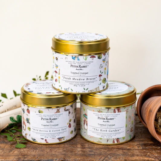 Peter Rabbit "Fresh Meadow Breeze" Candle in a Matt Gold Tin