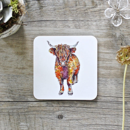 Highland Cow Square Coaster