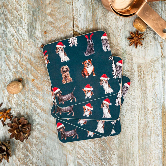 Christmas Dogs Set of 4 Coasters