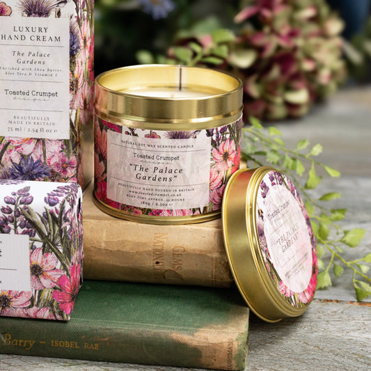 The Palace Gardens Candle in a Matt Gold Tin