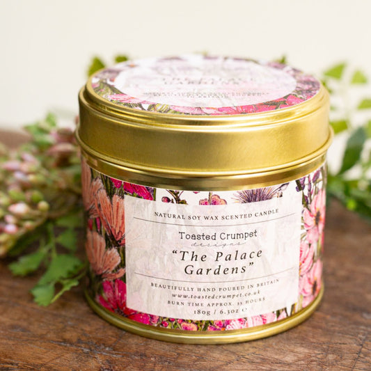 The Palace Gardens Candle in a Matt Gold Tin