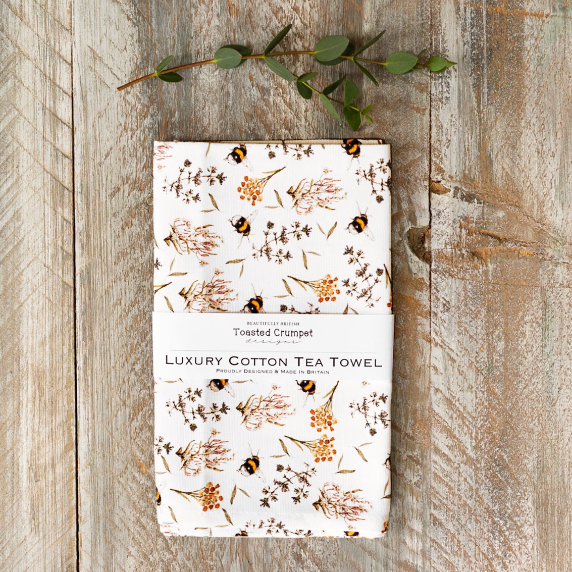 Bees & Honeysuckle (Pure) Tea Towel