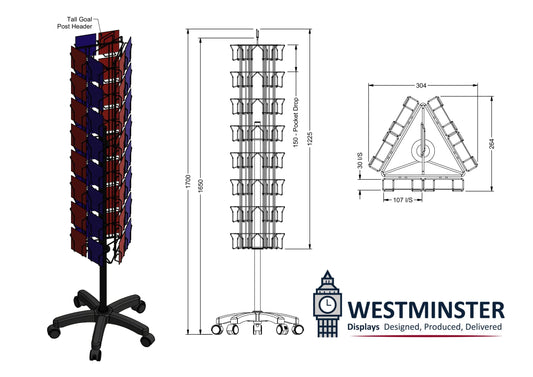 48 Pocket Mini Card Floor Standing Spinner (Black) (subject to minimum card & stationery order of £300)