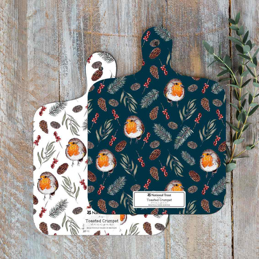Winter Robin Mini Double Sided Chopping Board
