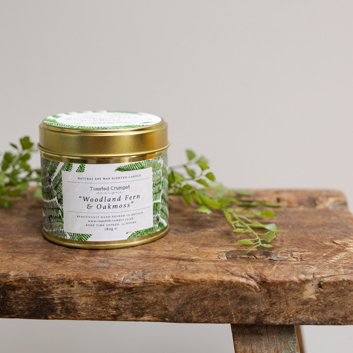 Woodland Fern & Oakmoss Candle in a Matt Gold Tin